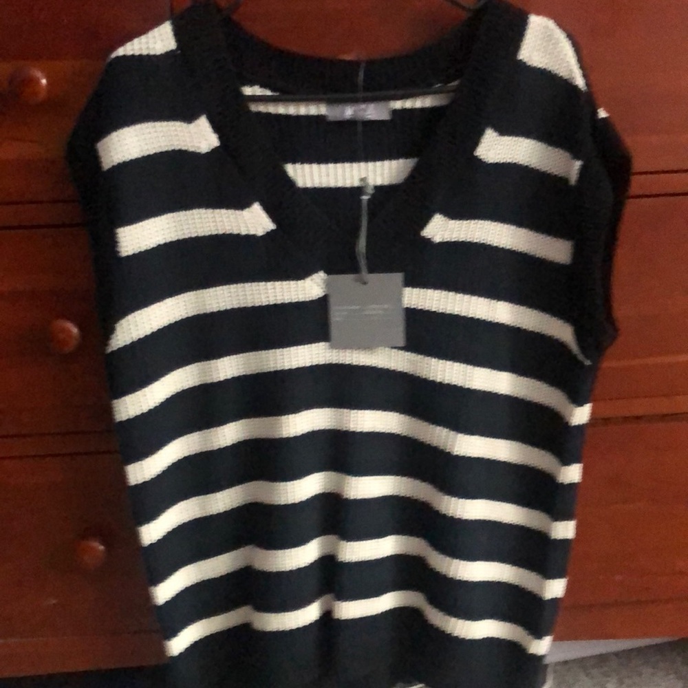 Marled black and ivory sweater vest
